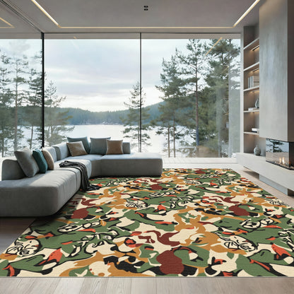 Earthy Tones Abstract Camouflage Rug