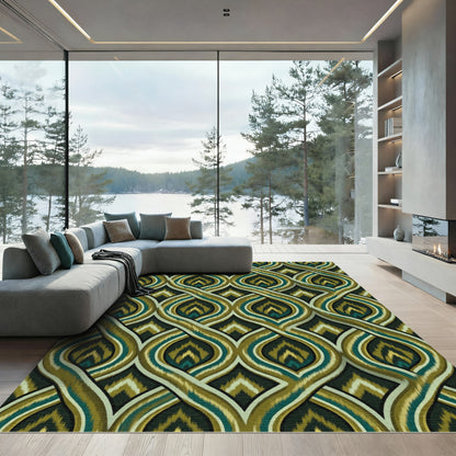 Earth Toned Interlocking Ikat Ovals Rug