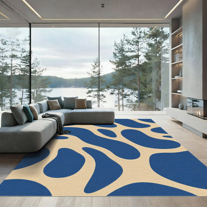Abstract Blue Organic Shapes Rug