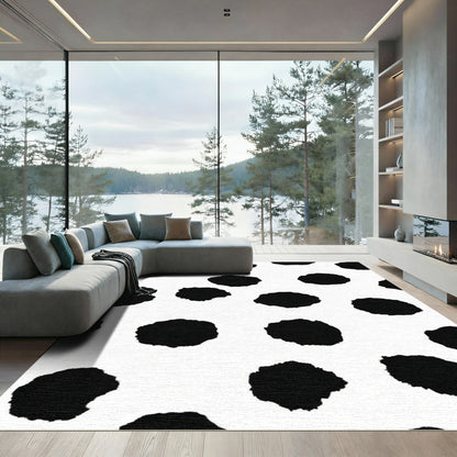 Black White Organic Dot Remnant Rug