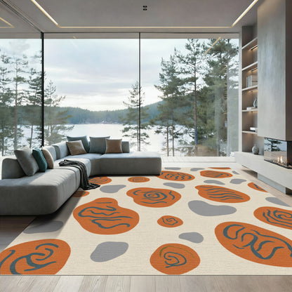 Abstract Terracotta Swirl Organic Shapes Rug