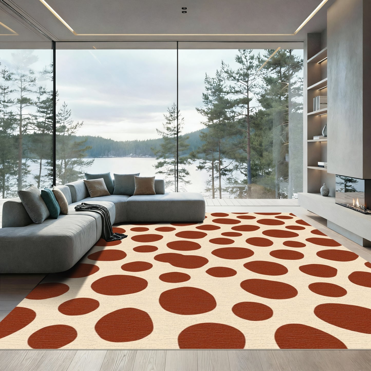 Cream Brown Spotted Organic Blob Rug