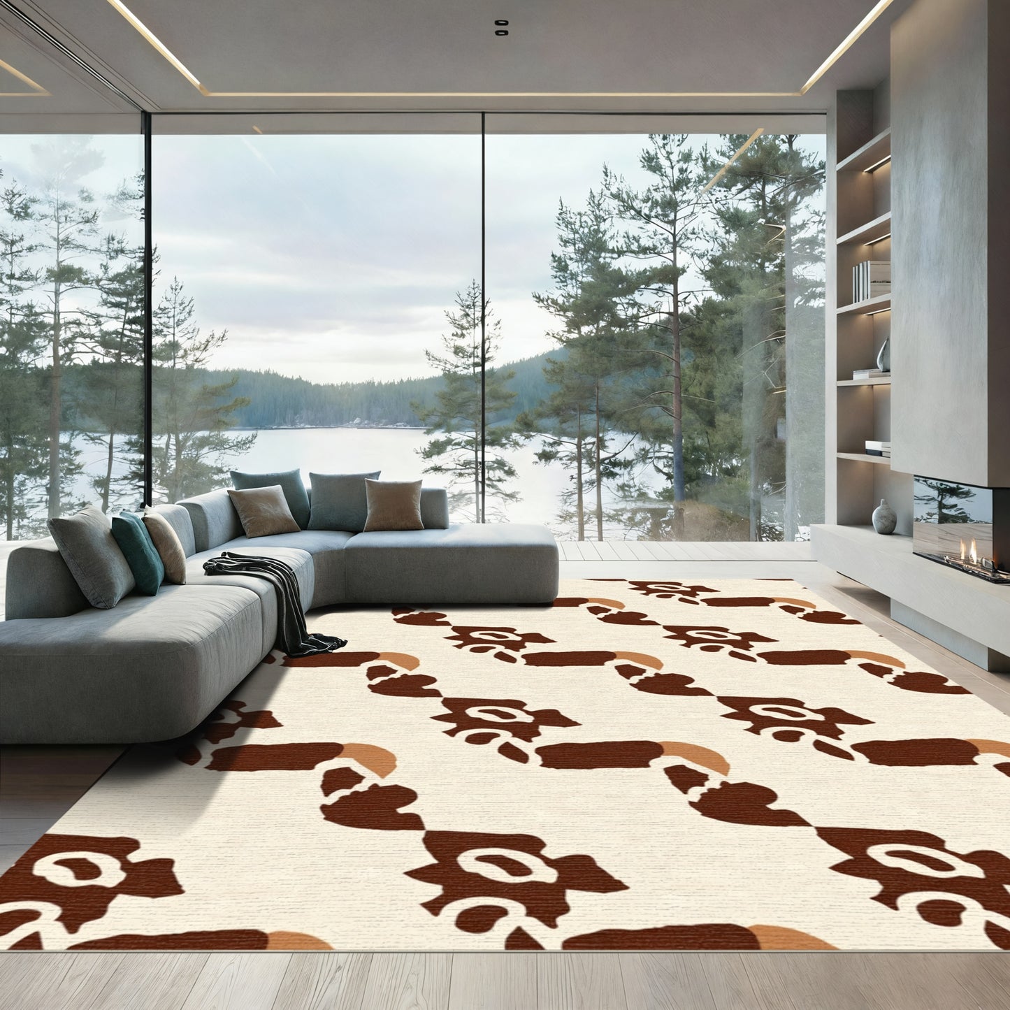 Earth Tones Abstract Zigzag Rug
