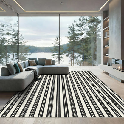 Classic Black Thin Stripe Rug