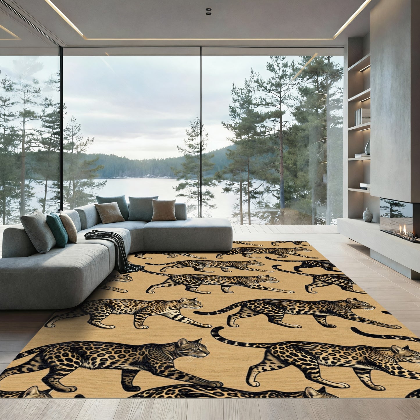 Golden Leopard Spot Walking Trail Rug