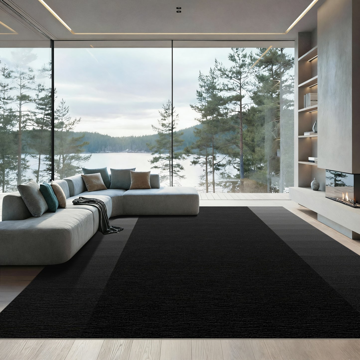 Monochrome Gradient Stripe Texture Rug