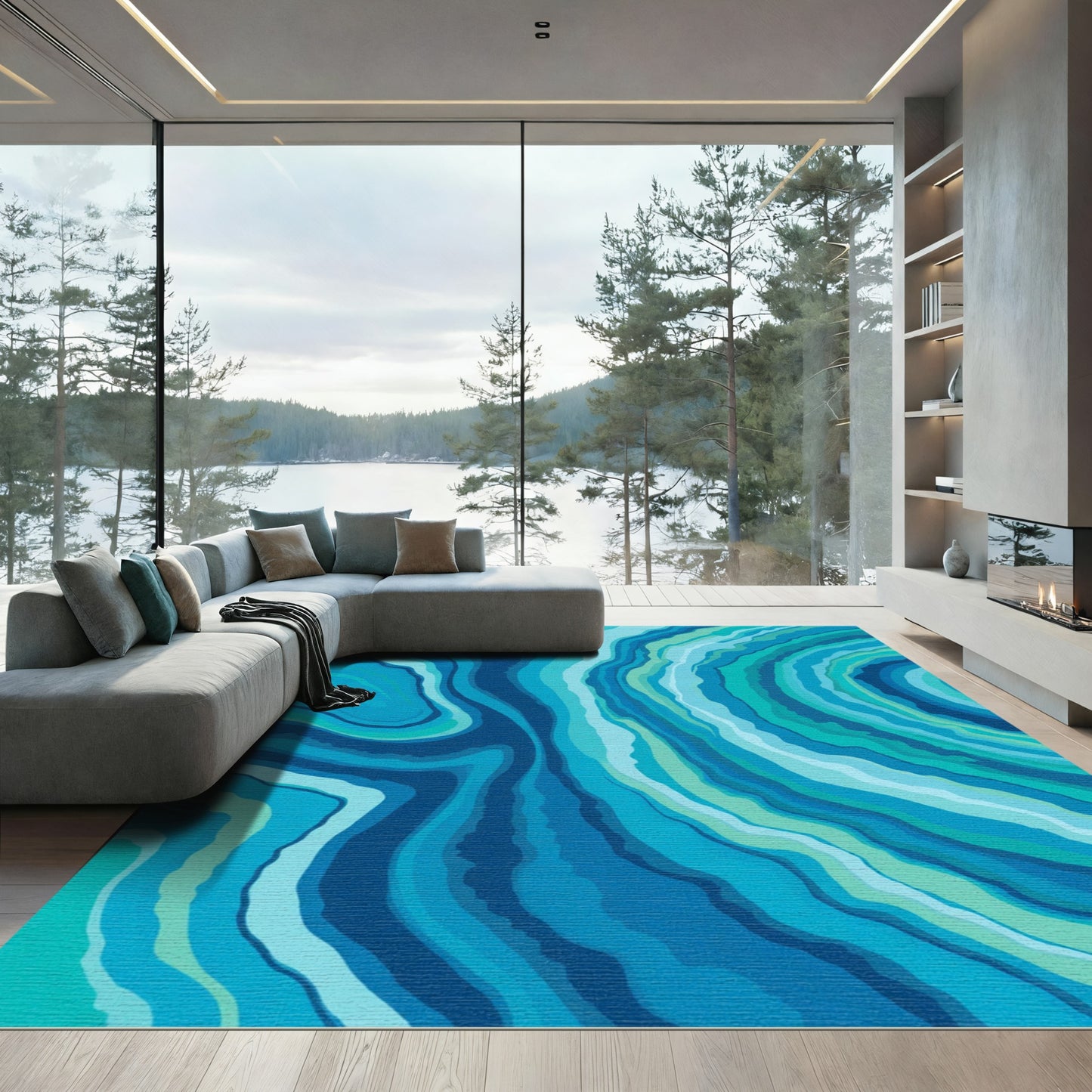 Aqua Blue Agate Vein Rug
