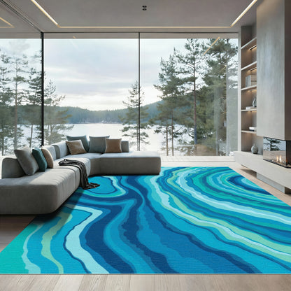 Aqua Blue Agate Vein Rug