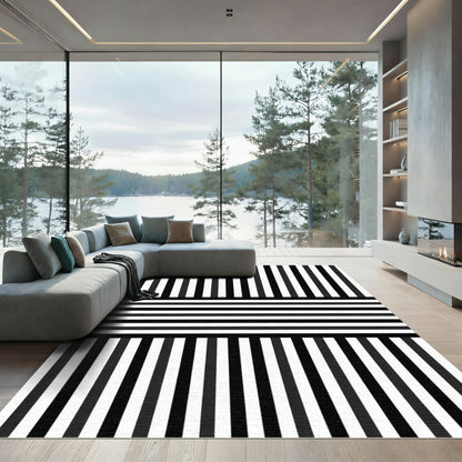 Monochromatic Bold Vertical Stripe Medley Rug