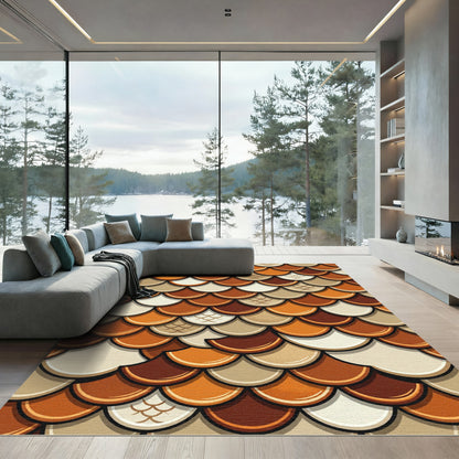 Earthy Tone Scallop Overlay Rug
