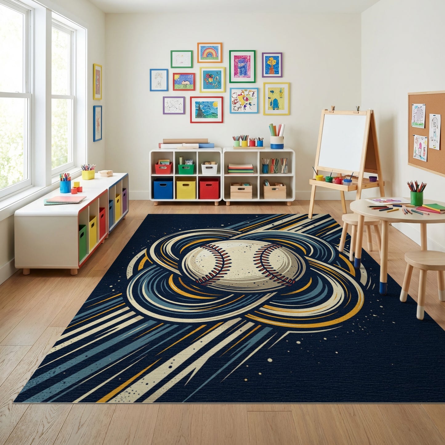 Navy Teal Braided Baseball Knot Rug