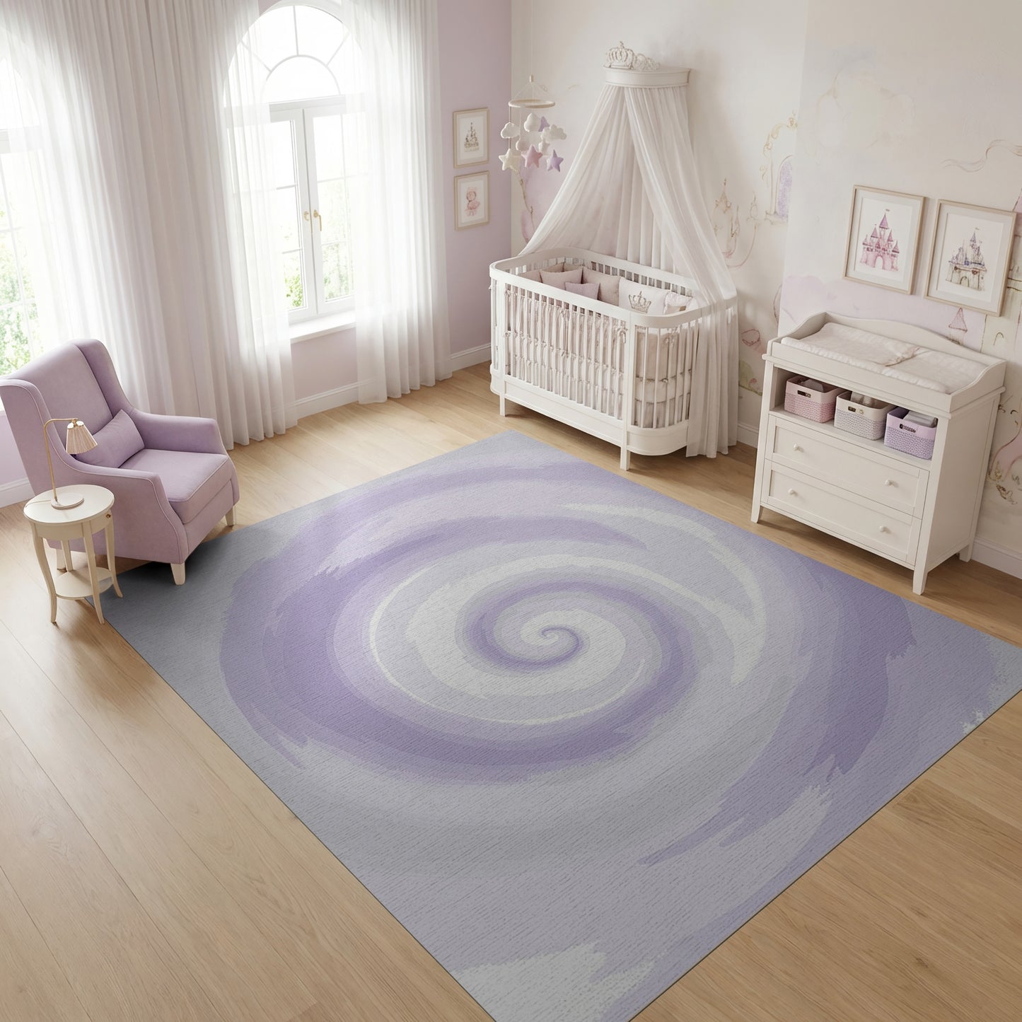 Hypnotic Purple Spiral Gradient Rug