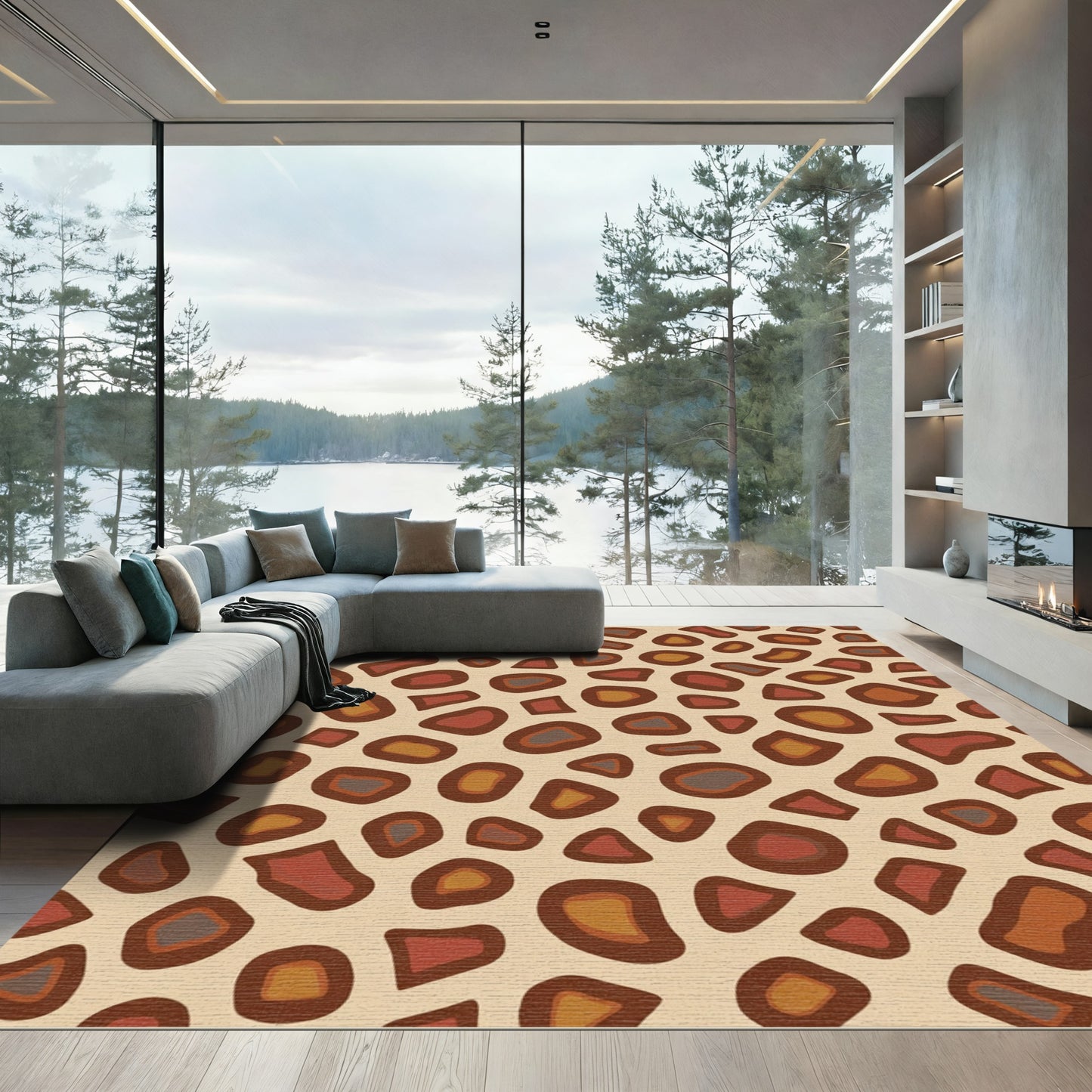 Earthy Brown Animal Print Drops Rug