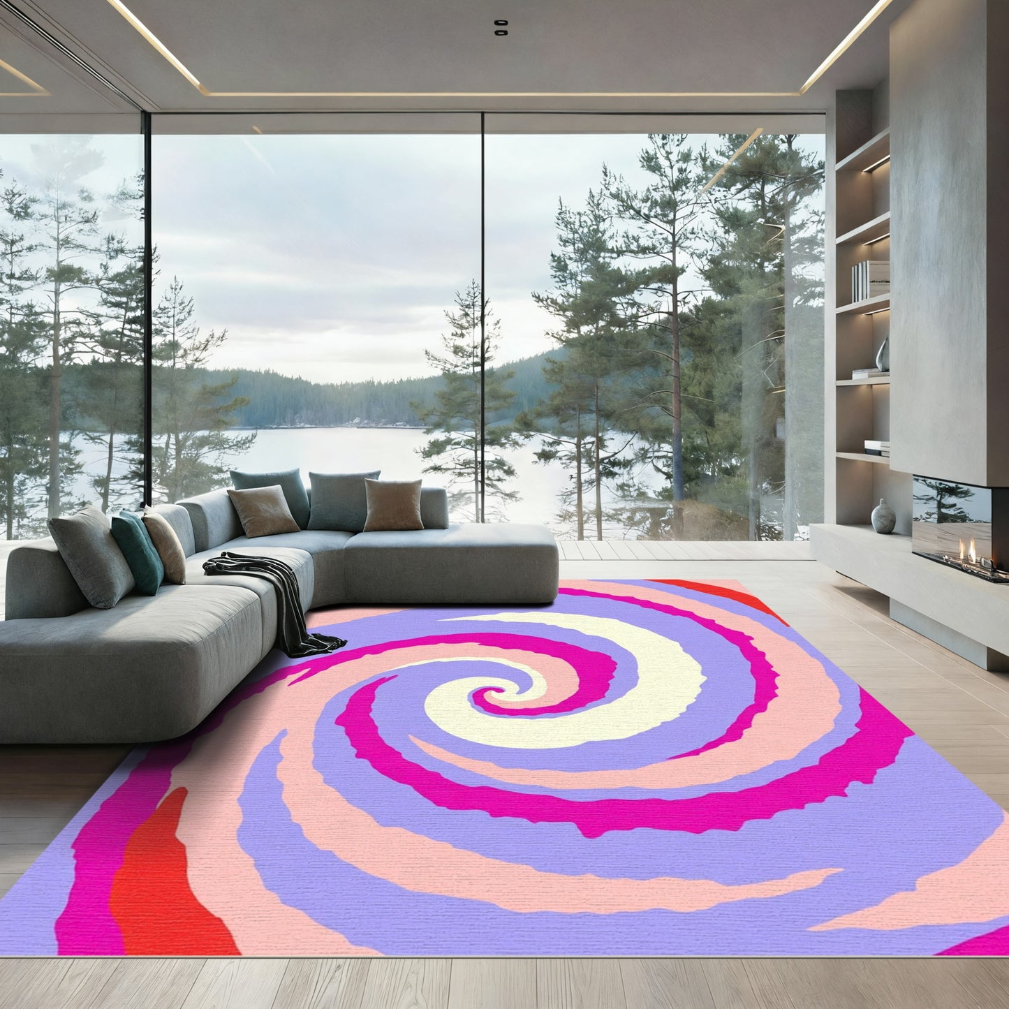 Pastel Spiral Swirl Abstraction Rug