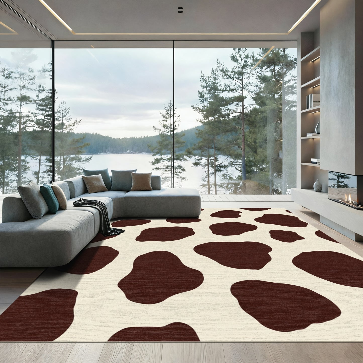 Organic Brown Spots Cream Rug