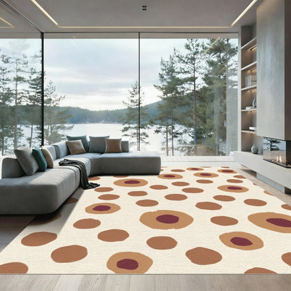 Earthy Brown And Burgundy Circles Rug