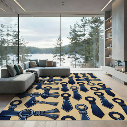 Navy Blue Rope Knot Composition Rug