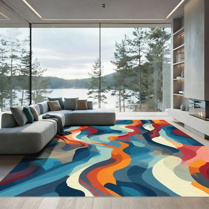 Vibrant Abstract Wavy Flow Rug