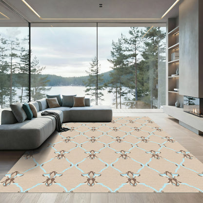 Brown Blue Lattice Ornament Rug