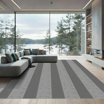 Gray Stripe Calligraphy Rug