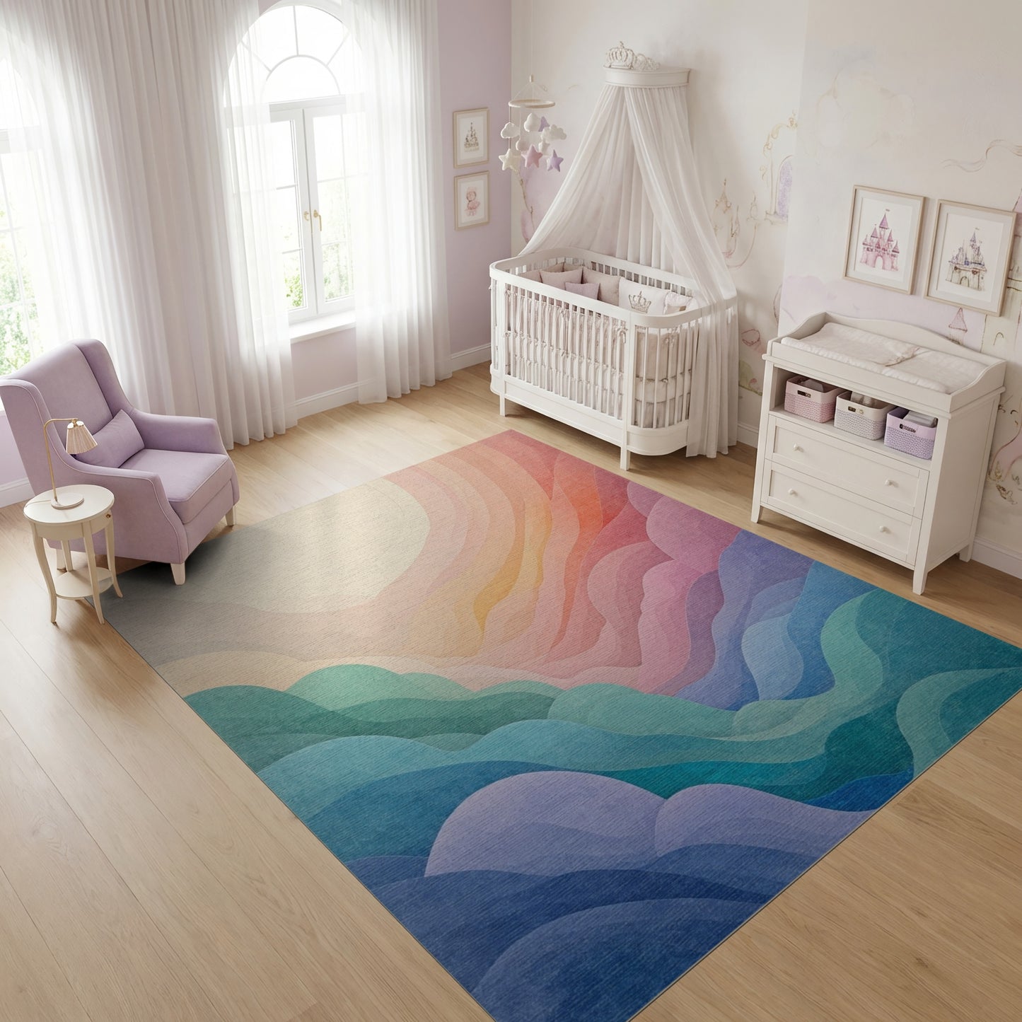 Radiant Gradient Wavy Clouds Rug