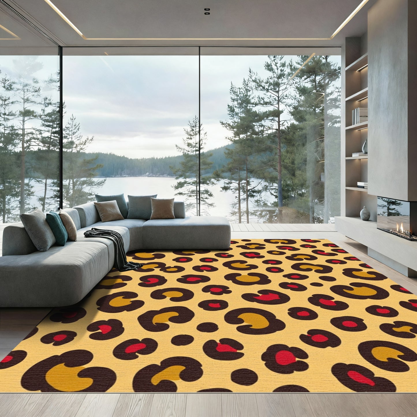 Golden Yellow Leopard Spot Art Rug