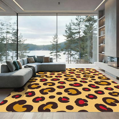 Golden Yellow Leopard Spot Art Rug