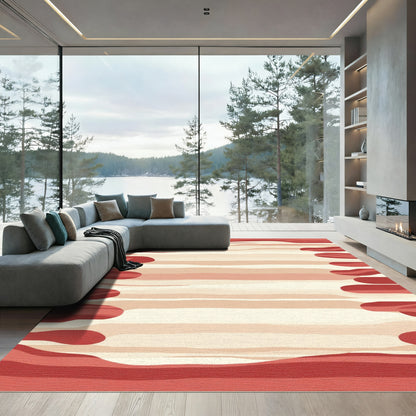 Crimson Cream Abstract Stripe Rug