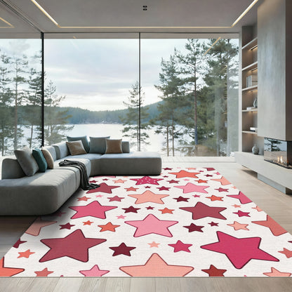 Pink Rose Star Pattern Rug