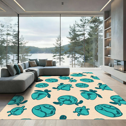 Aqua Turtle Repeat Composition Rug