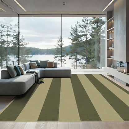 Classic Khaki Olive Stripe Rug