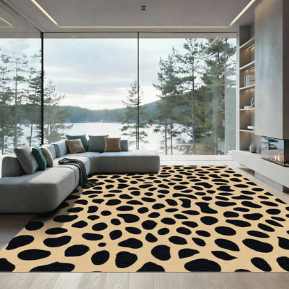 Tan Black Animal Spot Cover Rug