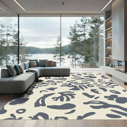 Cream Slate Abstract Organic Shapes Rug