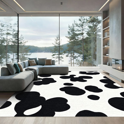 Bold Black White Spots Rug