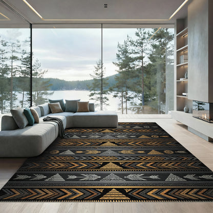 Golden Gray Tribal Arrow Band Rug
