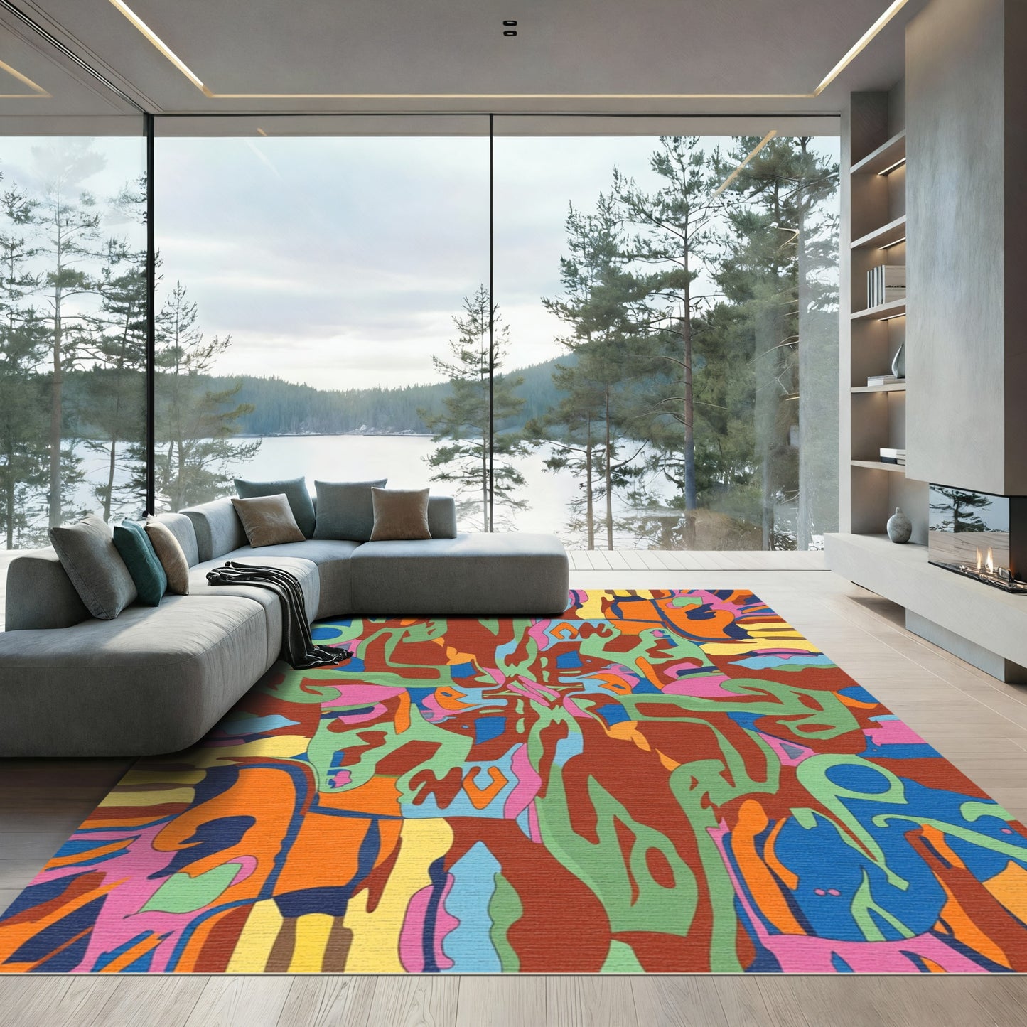 Psychedelic Swirl Abstract Vivid Shapes Rug