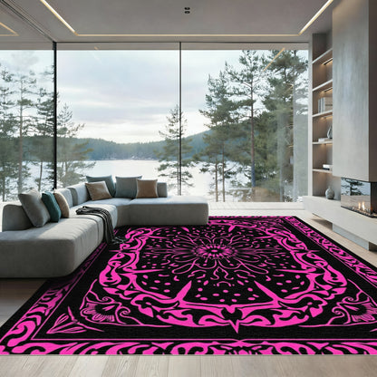 Hot Pink Starburst Mandala Rug