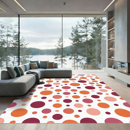 Red Orange Pink Polka Dot Scatter Rug