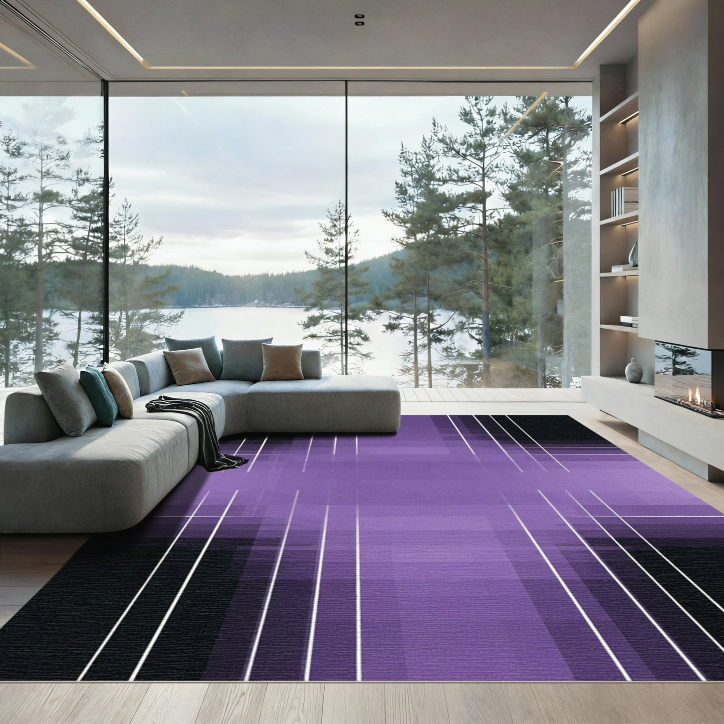 Muted Purple Gradient Lattice Rug