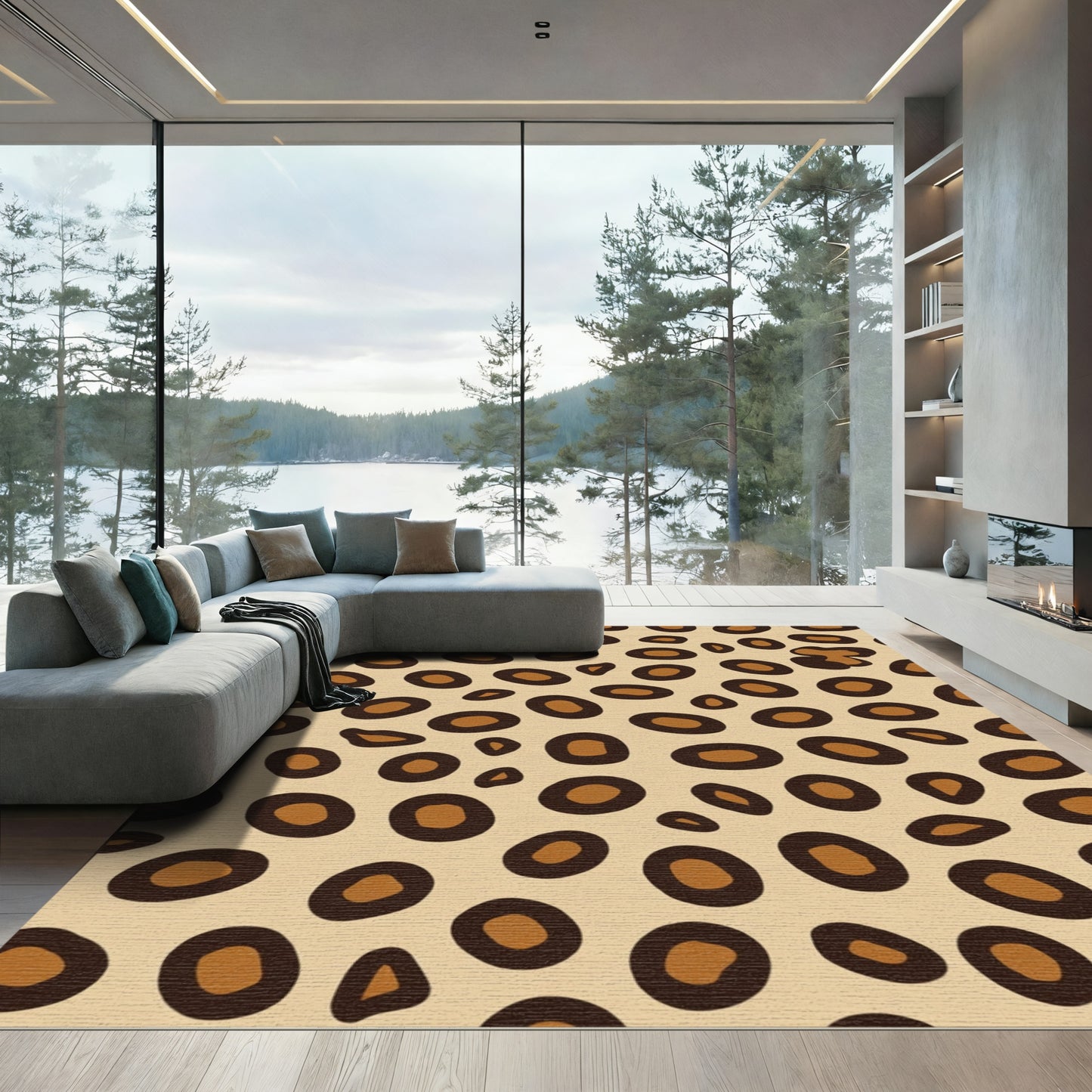 Classic Tan Leopard Spots Rug