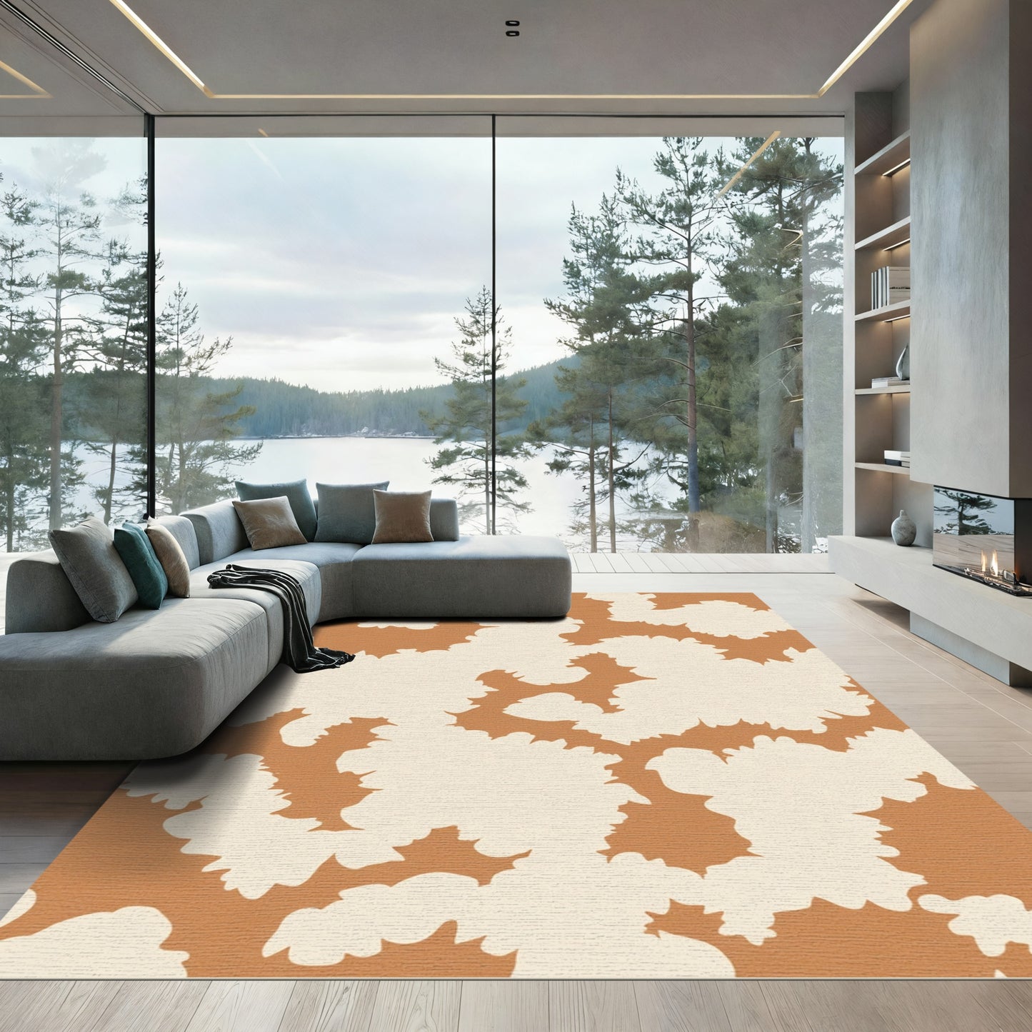 Terracotta Almond Organic Cloud Shapes Rug