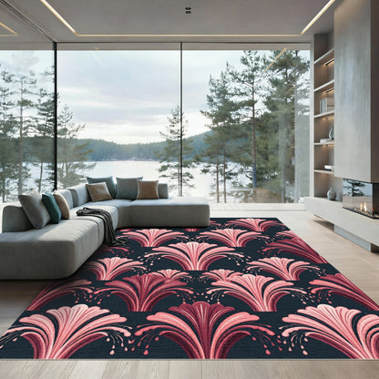 Pink Coral Fountain Art Deco Rug