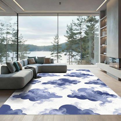 Ethereal Blue Smoky Cloud Sky Rug