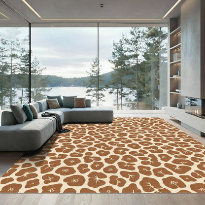 Brown Beige Animal Spot Composition Rug