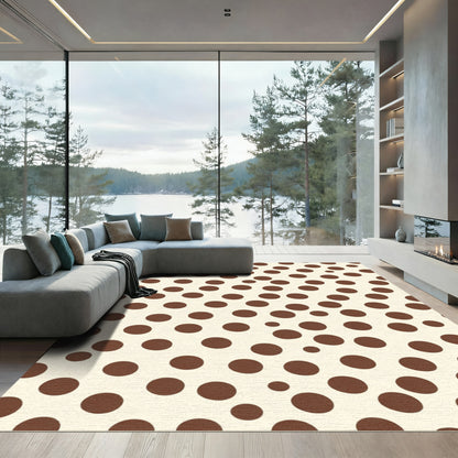 Brown Circles On Cream Background Rug