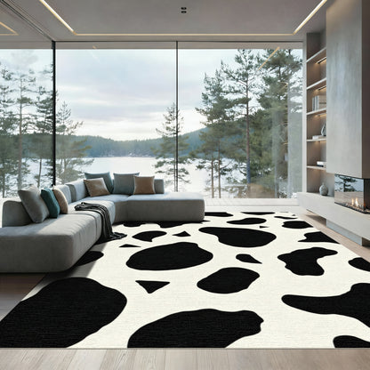 Bold Black White Cow Spots Rug