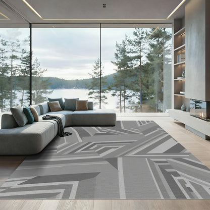 Concrete Gray Geometric Shards Rug