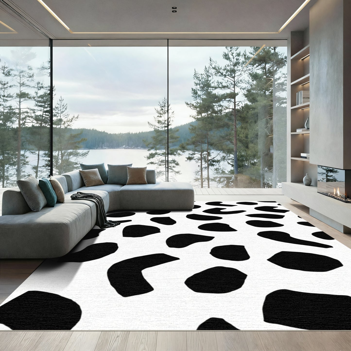 White Black Animal Spots Collection Rug