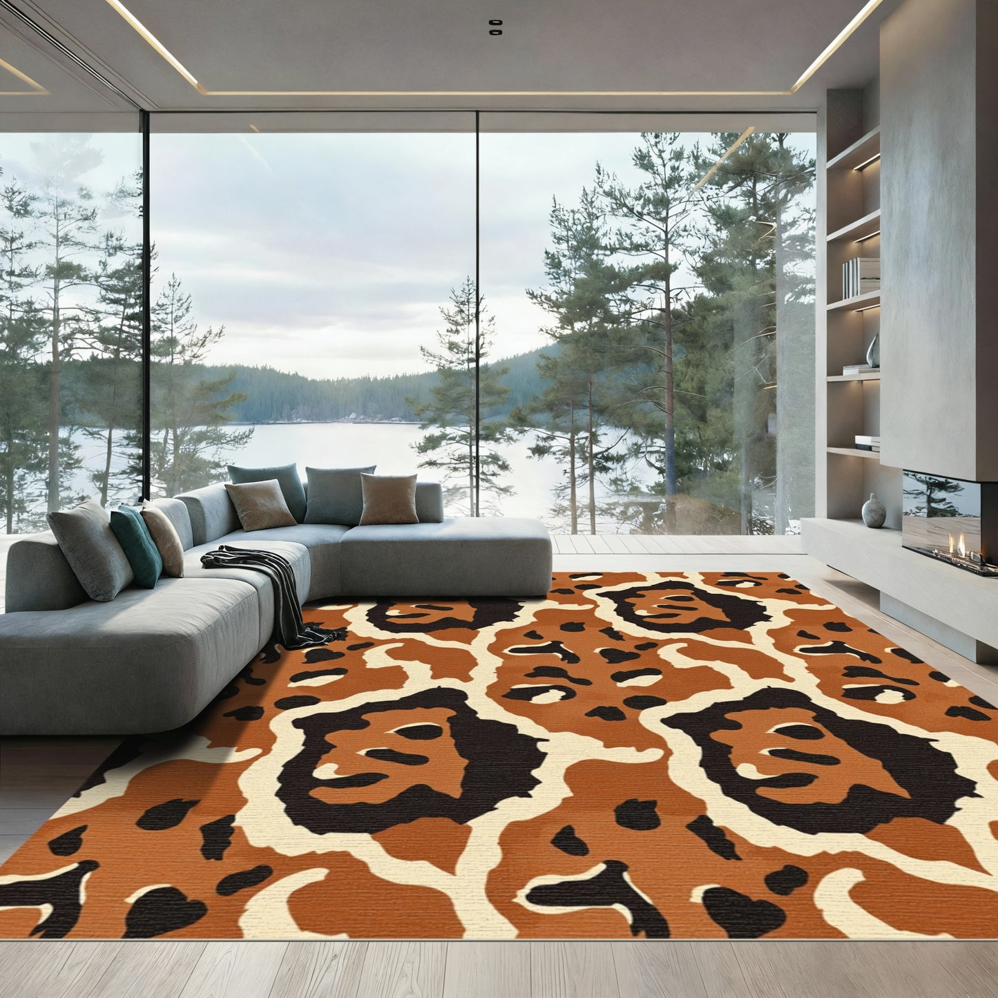 Warm Brown And Black Animal Hide Rug