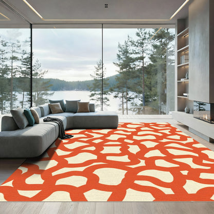 Crimson Organic Swirl Texture Rug